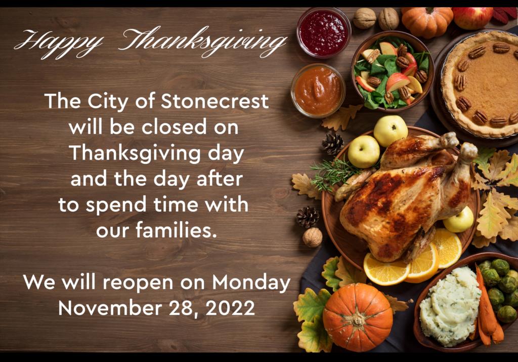 Happy Thanksgiving City Hall Will Be Closed Thursday and Friday